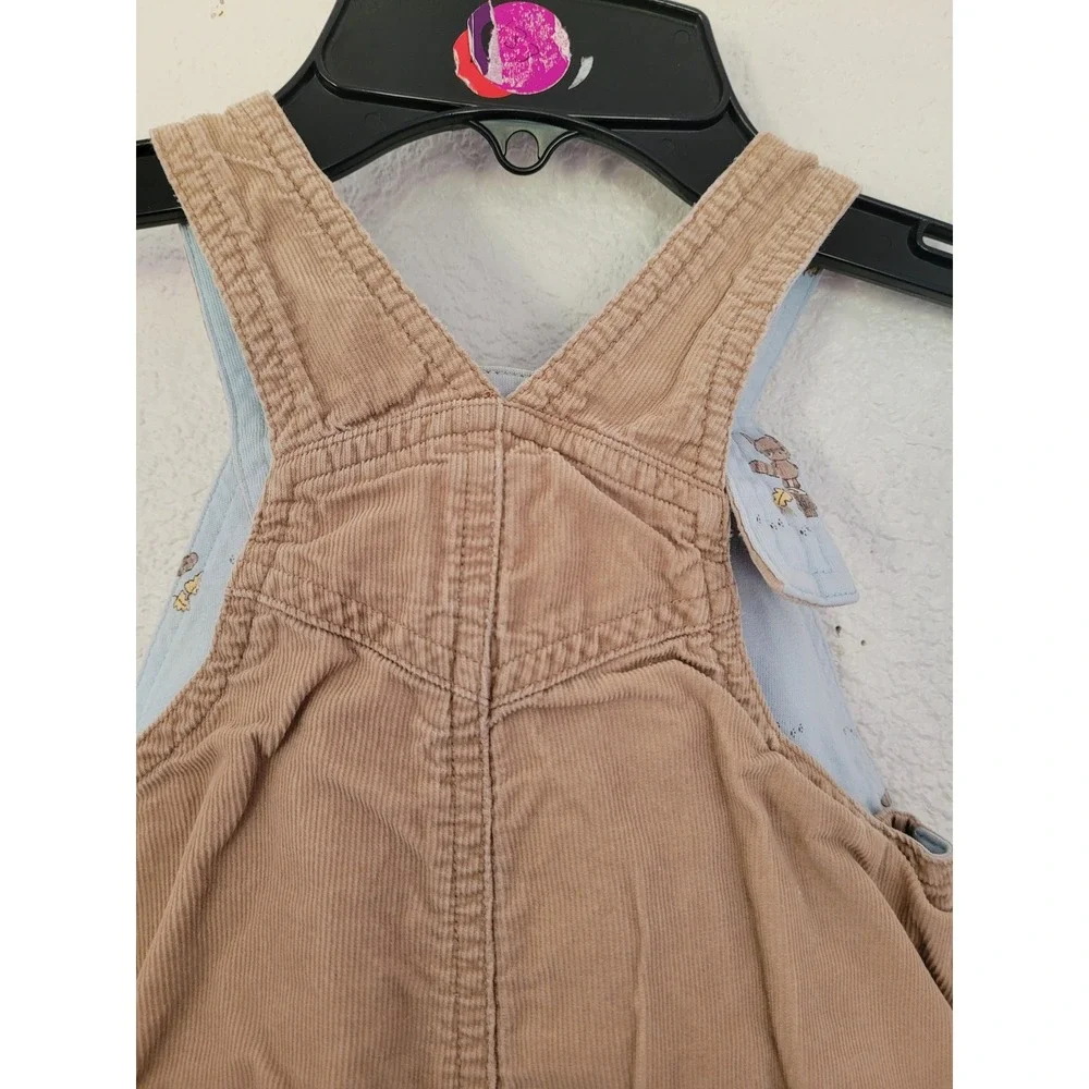Gymboree Vintage 2004 Tan Corduroy Raccoon Plush Overalls 6-12 M 100% Cotton #10